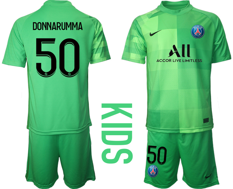 Youth 2021-2022 Club Paris St German green goalkeeper #50 Soccer Jersey->youth soccer jersey->Youth Jersey